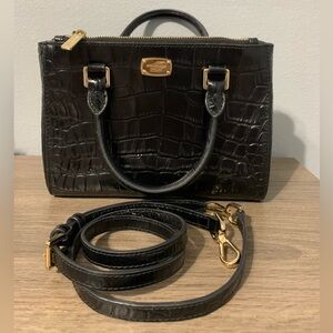 Michael Kors Black Crocodile Pattern Crossbody